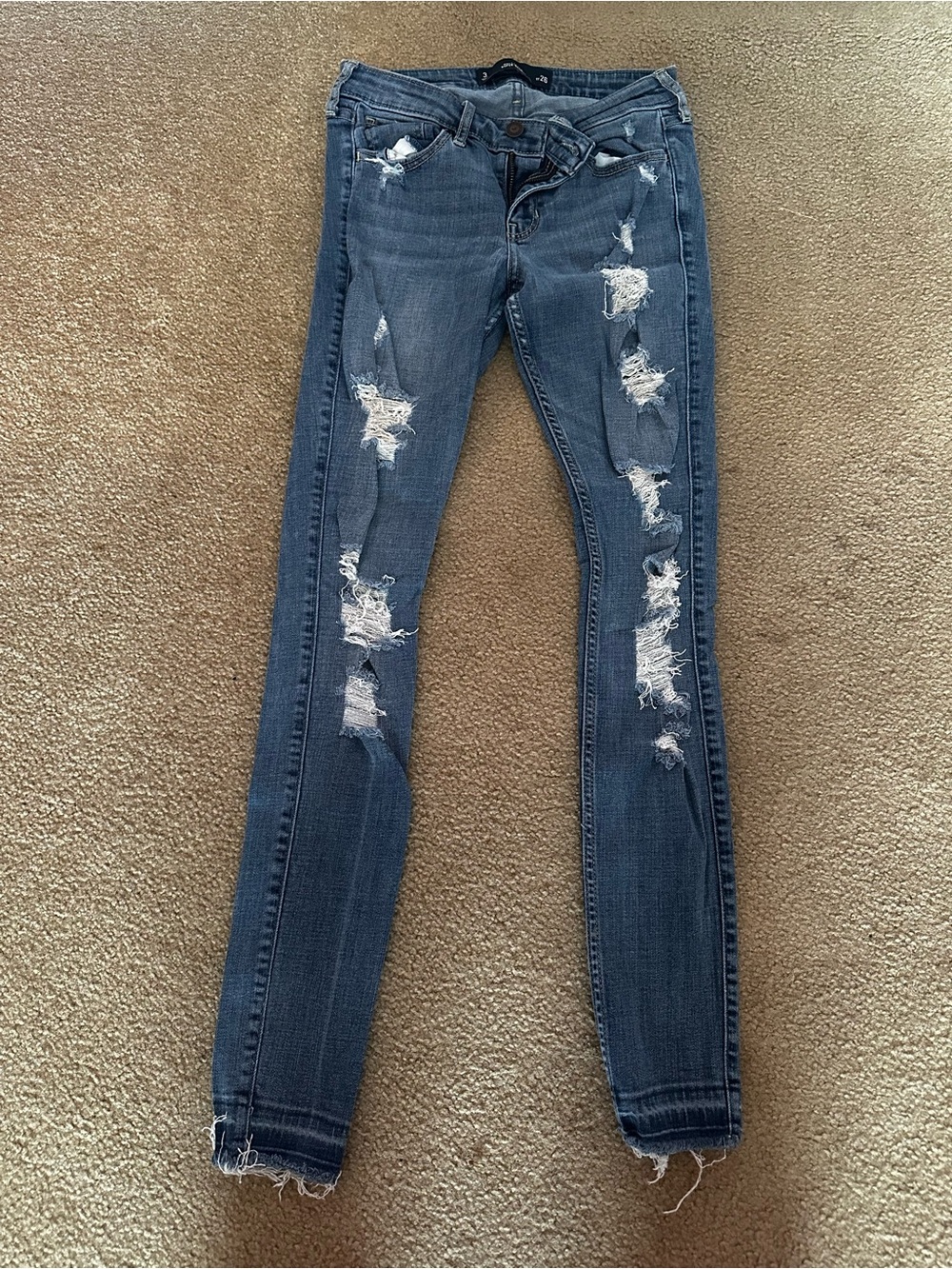 Hollister Medium Blue Distressed Skinny Jeans